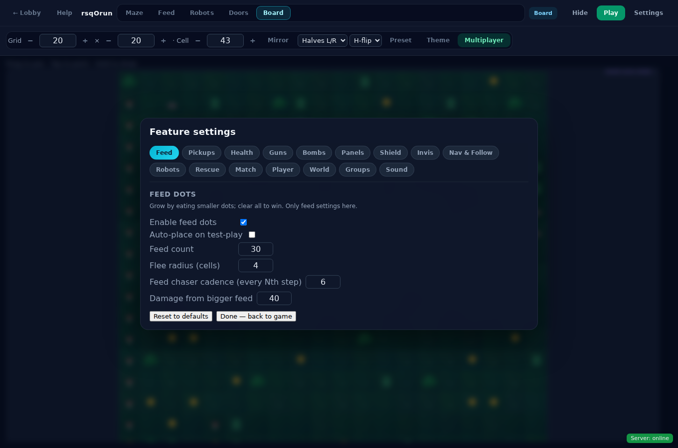 Feed settings tab