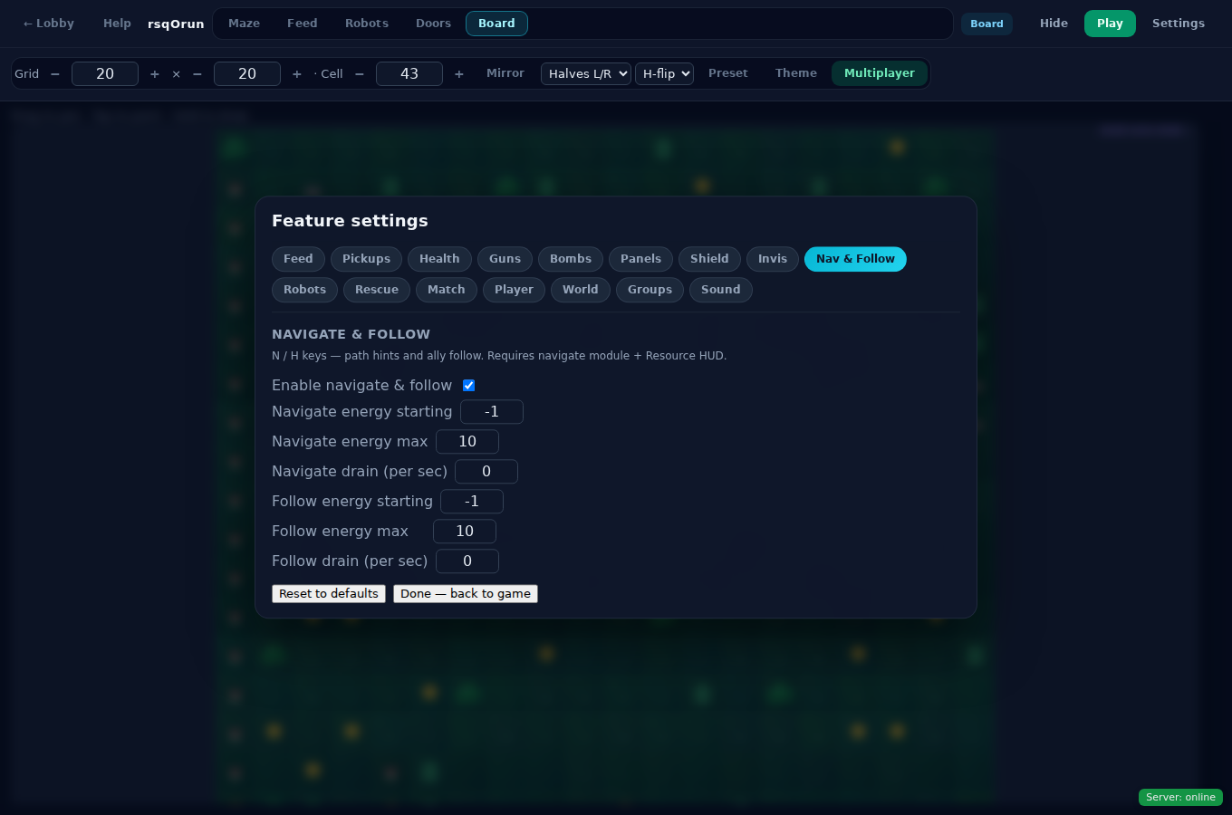 Navigate and follow settings