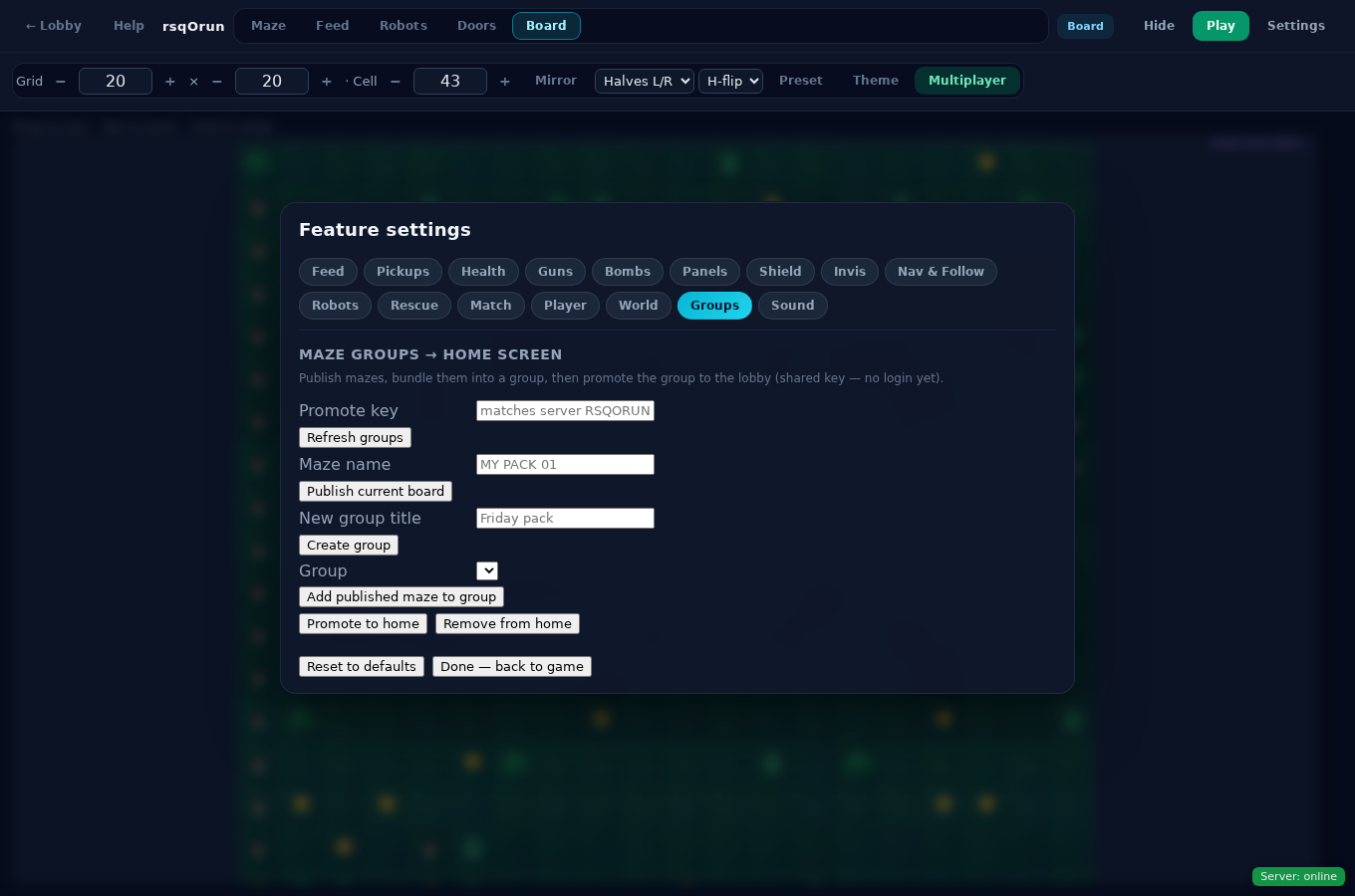 Publish and promote maze groups
